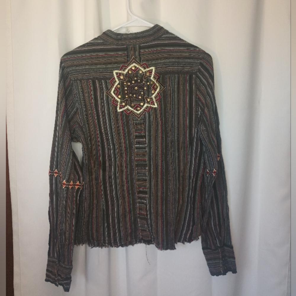 Patch 22 Y2K Indie Button Up Top Juniors L Horse Stud Artsy Boho Hippie Eclectic - Picture 7 of 11